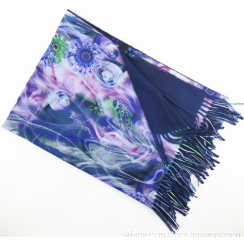 ready to ship winter warm print cashmere with fringe scarf shawls